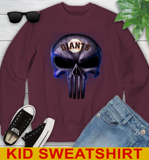 San Francisco Giants MLB Baseball Punisher Skull Sports Youth Sweatshirt 4