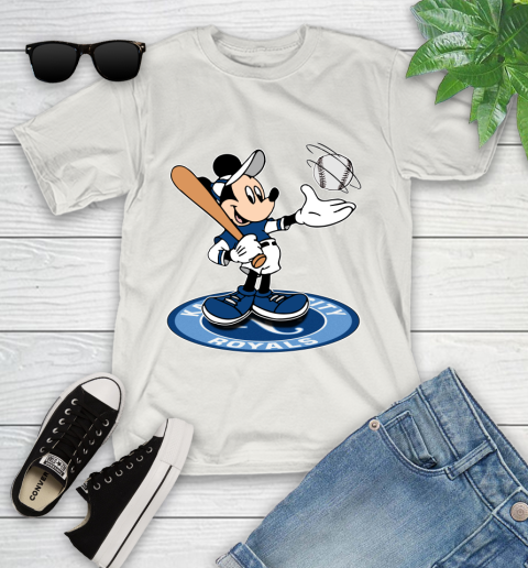 MLB Baseball Kansas City Royals Cheerful Mickey Disney Shirt Youth T-Shirt 12