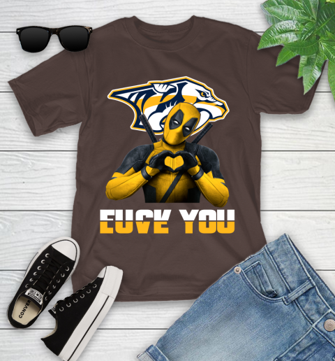 NHL Nashville Predators Deadpool Love You Fuck You Hockey Sports Youth T-Shirt 7