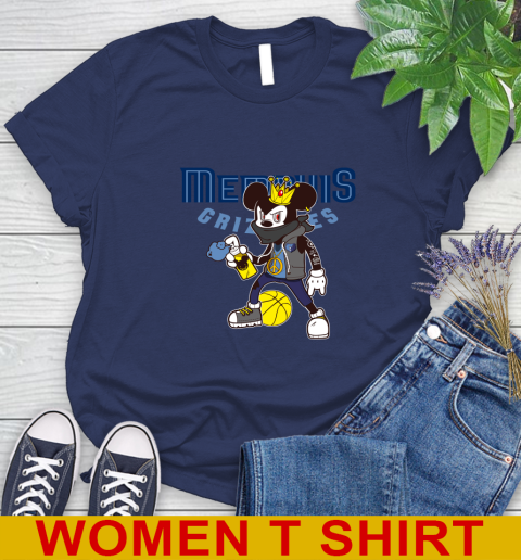 Memphis Grizzlies NBA Basketball Mickey Peace Sign Sports Women's T-Shirt 12