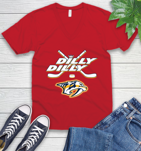 NHL Nashville Predators Dilly Dilly Hockey Sports V-Neck T-Shirt 7