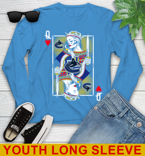 NHL Hockey Vancouver Canucks The Queen Of Hearts Card Shirt Youth Long Sleeve 8