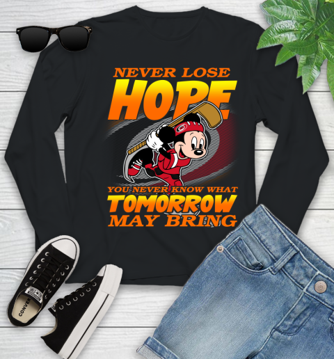 Carolina Hurricanes NHL Hockey ootball Mickey Disney Never Lose Hope Youth Long Sleeve