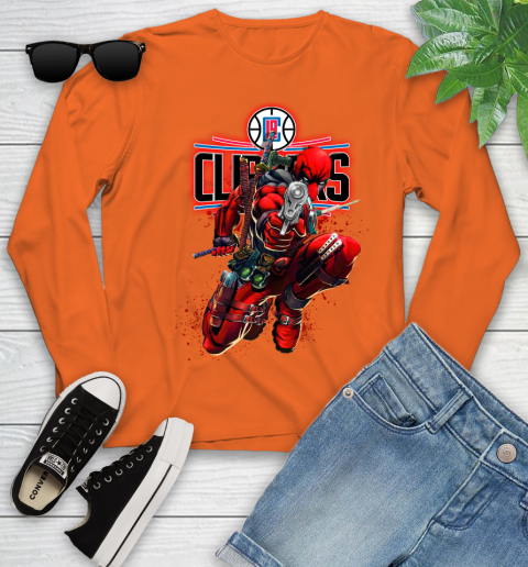 NBA Deadpool Marvel Comics Sports Basketball LA Clippers Youth Long Sleeve 4