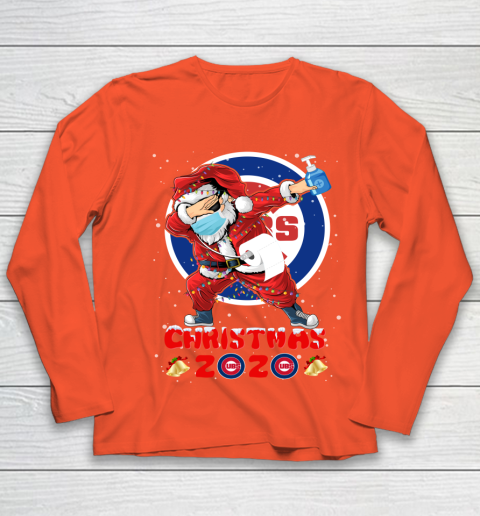 Chicago Cubs Funny Santa Claus Dabbing Christmas 2020 MLB Youth Long Sleeve 3