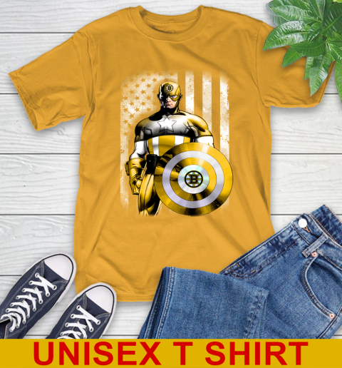 Boston Bruins NHL Hockey Captain America Marvel Avengers American Flag Shirt T-Shirt 2