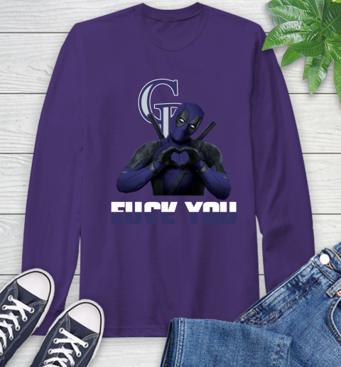 MLB Colorado Rockies Deadpool Love You Fuck You Baseball Sports Long Sleeve T-Shirt 5