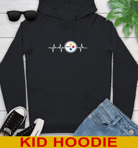 Pittsburgh Steelers NFL Football Heart Beat Shirt Youth Hoodie