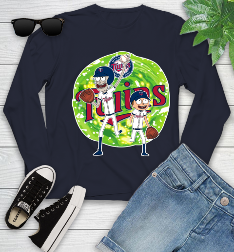 MLB Minnesota Twins Rick And Morty Baseball Sports Youth Long Sleeve 3