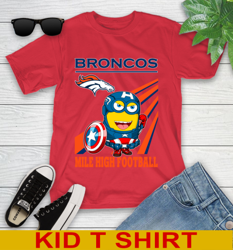 NFL Football Denver Broncos Captain America Marvel Avengers Minion Shirt Youth T-Shirt 11