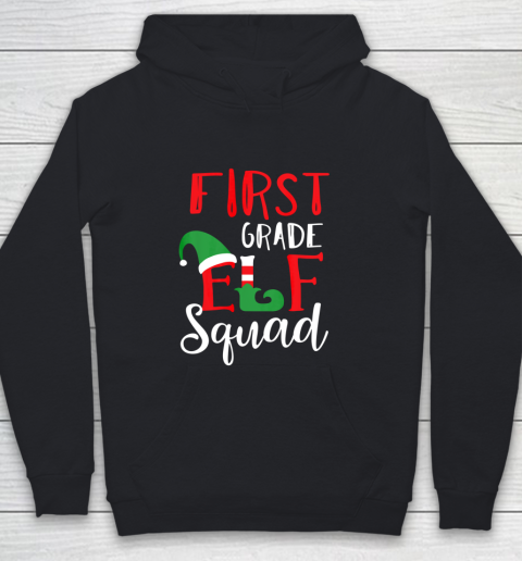 Christmas Elf Squad First Grade Teacher Top Youth Hoodie