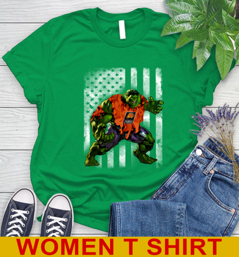 Phoenix Suns Hulk Marvel Avengers NBA Basketball American Flag Women's T-Shirt 7