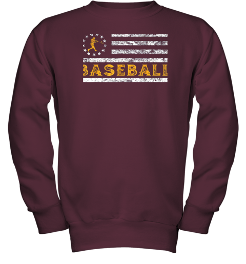 mszo baseball lovers vintage american betsy ross flag softball youth sweatshirt 47 front maroon