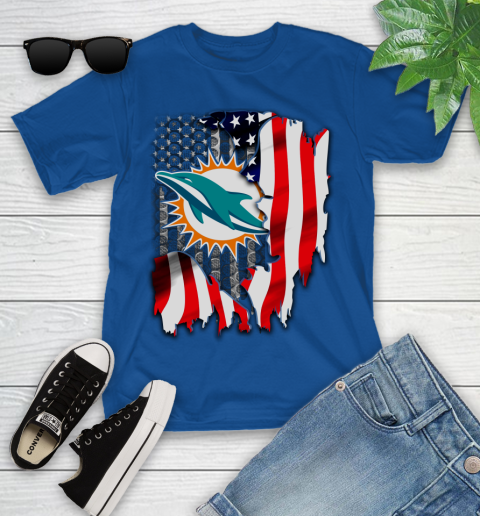 Miami Dolphins NFL Football American Flag Youth T-Shirt 12