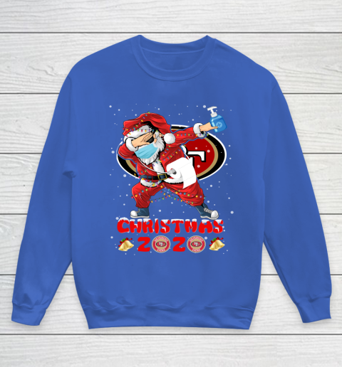 San Francisco 49ers Funny Santa Claus Dabbing Christmas 2020 NFL Youth Sweatshirt 6