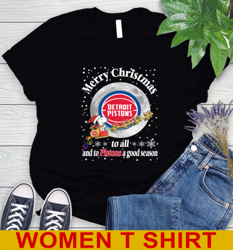 Detroit Pistons Merry Christmas To All And To Pistons A Good Season NBA Basketball Sports Women's T-Shirt