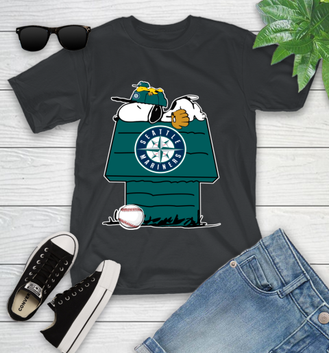 MLB Seattle Mariners Snoopy Woodstock The Peanuts Movie Baseball T Shirt Youth T-Shirt 2
