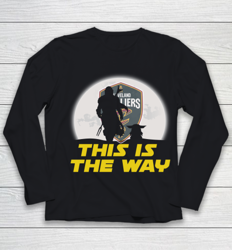 Cleveland Cavaliers NBA Basketball Star Wars Yoda And Mandalorian This Is The Way Youth Long Sleeve
