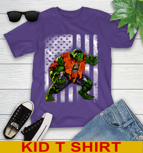 Phoenix Suns Hulk Marvel Avengers NBA Basketball American Flag Youth T-Shirt 3