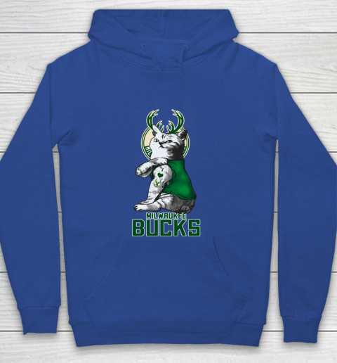 NBA Basketball My Cat Loves Milwaukee Bucks Youth Hoodie 6