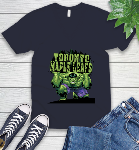 Toronto Maple Leafs NHL Hockey Incredible Hulk Marvel Avengers Sports V-Neck T-Shirt 3