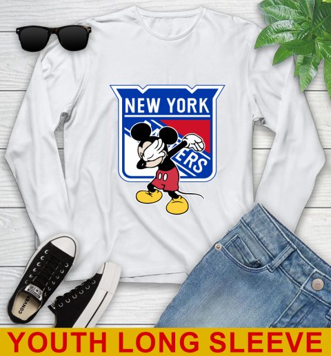 New York Rangers NHL Hockey Dabbing Mickey Disney Sports Youth Long Sleeve