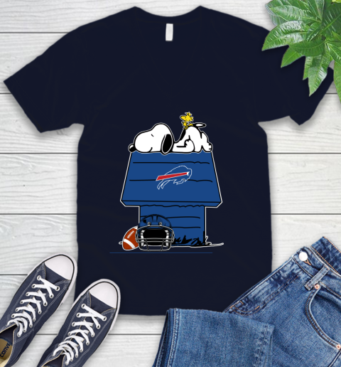 Buffalo Bills NFL Football Snoopy Woodstock The Peanuts Movie V-Neck T-Shirt 3