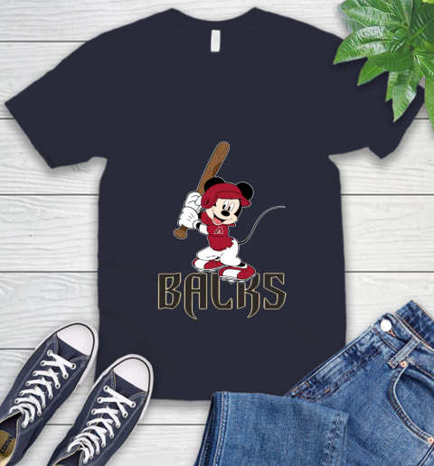 MLB Baseball Arizona Diamondbacks Cheerful Mickey Mouse Shirt V-Neck T-Shirt 3