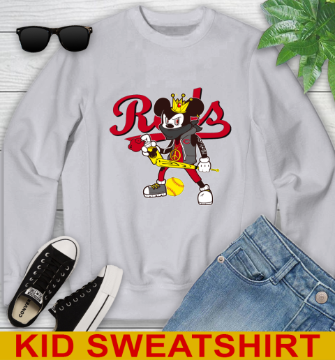 Cincinnati Reds MLB Baseball Mickey Peace Sign Sports Youth Sweatshirt 4