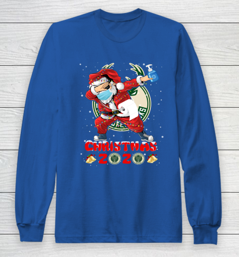 Milwaukee Bucks Funny Santa Claus Dabbing Christmas 2020 NBA Long Sleeve T-Shirt 6