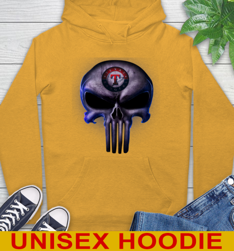 Texas Rangers MLB Baseball Punisher Skull Sports Hoodie - Image 3