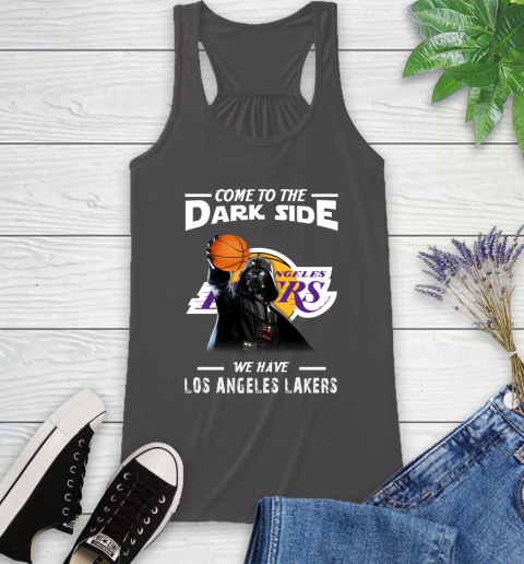 NBA Come To The Dark Side We Have Los Angeles Lakers Star Wars Darth Vader Basketball Racerback Tank 11