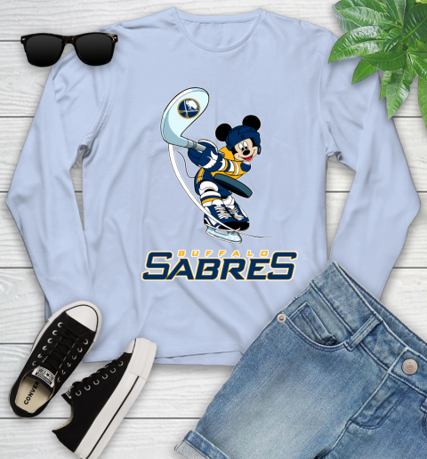 NHL Hockey Buffalo Sabres Cheerful Mickey Mouse Shirt Youth Long Sleeve 9