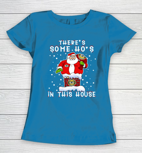 Green Bay Packers Christmas There Is Some Hos In This House Santa Stuck In The Chimney NFL Women's T-Shirt 6