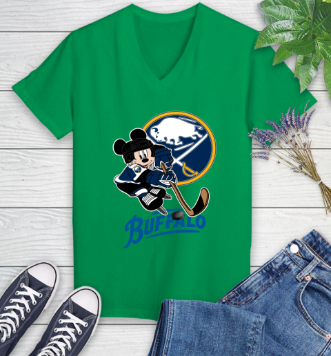 NHL Buffalo Sabres Mickey Mouse Disney Hockey T Shirt Women's V-Neck T-Shirt 5