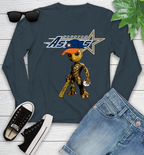 MLB Houston Astros Groot Guardians Of The Galaxy Baseball Youth Long Sleeve 8