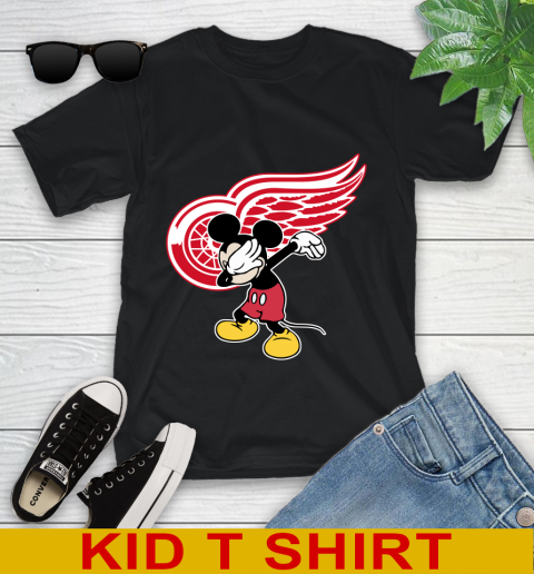 Detroit Red Wings NHL Hockey Dabbing Mickey Disney Sports Youth T-Shirt 2