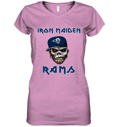 NFL Los Angeles Rams Iron Maiden Rock Band Music Football Sports lWUNRSYr2jA women v neck t shirt 39 95 151514 front heather radiant orchid