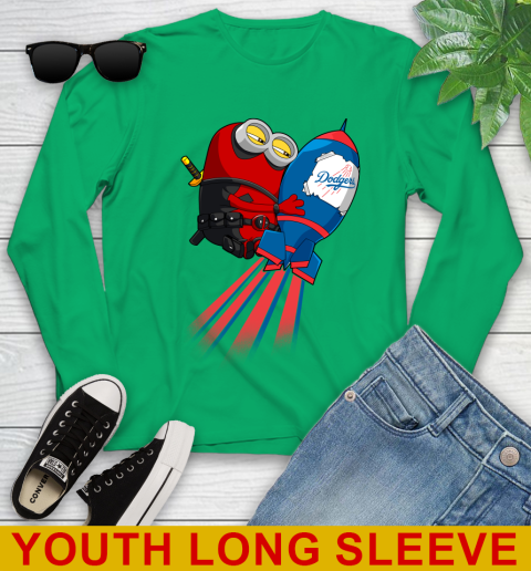 MLB Baseball Los Angeles Dodgers Deadpool Minion Marvel Shirt Youth Long Sleeve 7