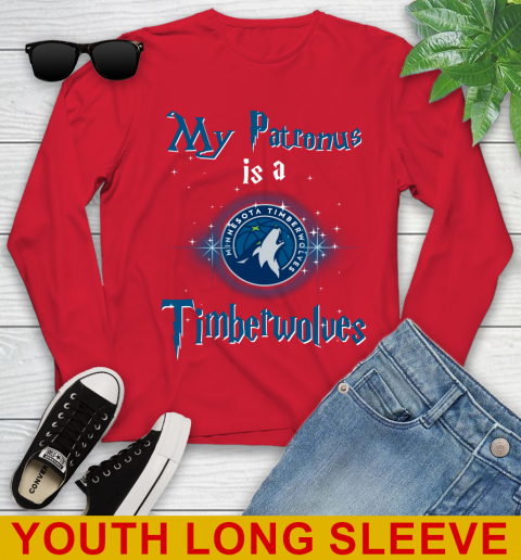 NBA Basketball Harry Potter My Patronus Is A Minnesota Timberwolves Youth Long Sleeve 11