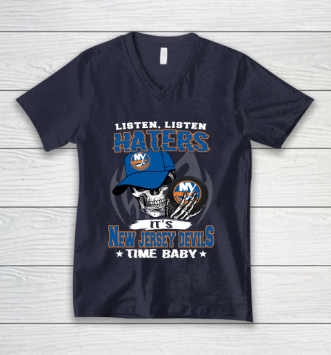 Listen Haters It is ISLANDERS Time Baby NHL V-Neck T-Shirt 2