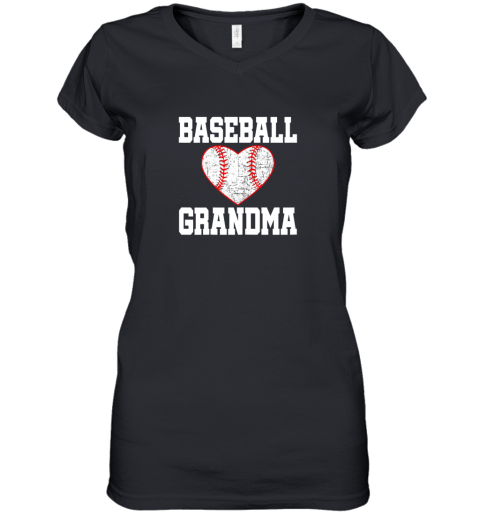 Vintage Baseball Grandma Funny Gift Women's V-Neck T-Shirt