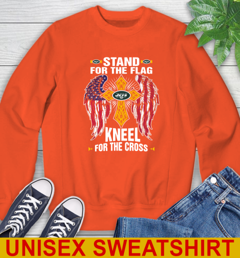 NFL Football New York Jets Stand For Flag Kneel For The Cross Shirt Sweatshirt 3