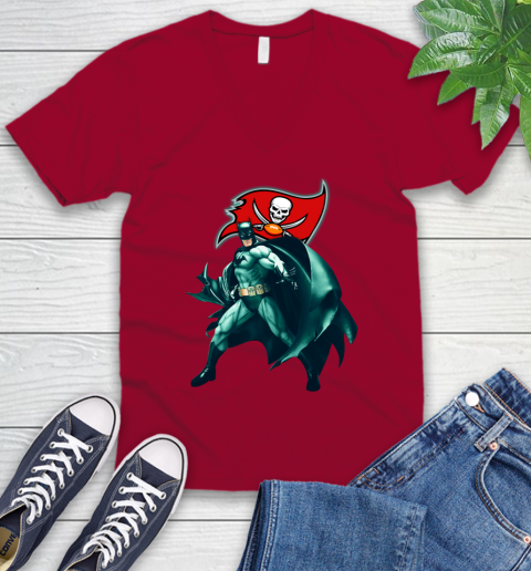 NFL Batman Football Sports Tampa Bay Buccaneers V-Neck T-Shirt 8