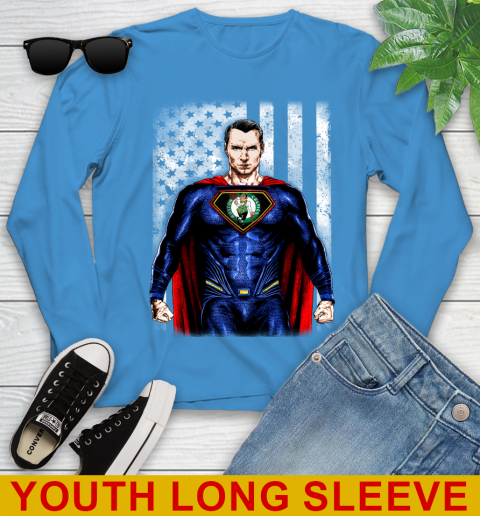 NBA Basketball Boston Celtics Superman DC Shirt Youth Long Sleeve 8