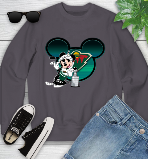 NHL Minnesota Wild Stanley Cup Mickey Mouse Disney Hockey T Shirt Youth Sweatshirt 6