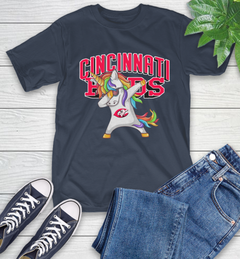 Cincinnati Reds MLB Baseball Funny Unicorn Dabbing Sports T-Shirt 4