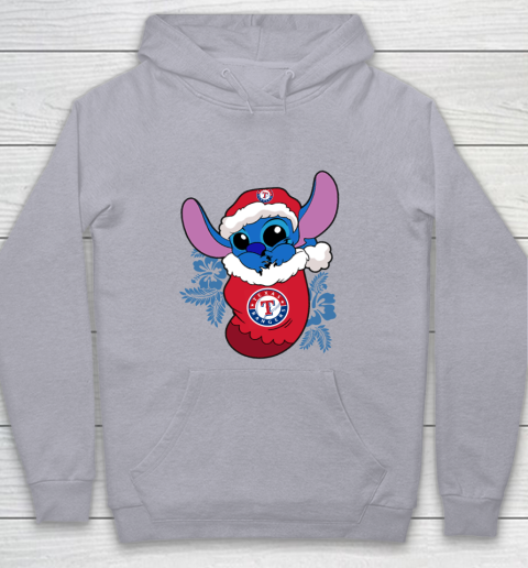 Texas Rangers Christmas Stitch In The Sock Funny Disney MLB Youth Hoodie 5