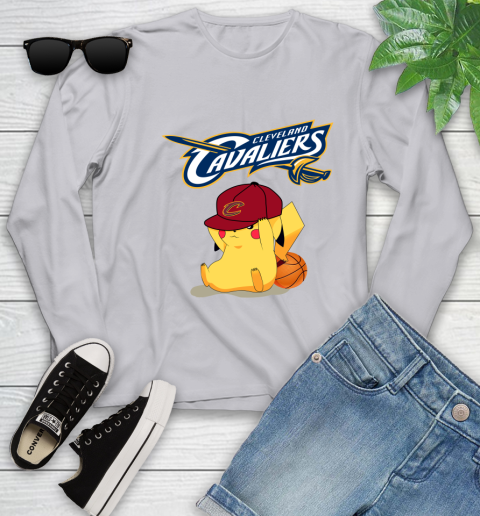 NBA Pikachu Basketball Sports Cleveland Cavaliers Youth Long Sleeve 5