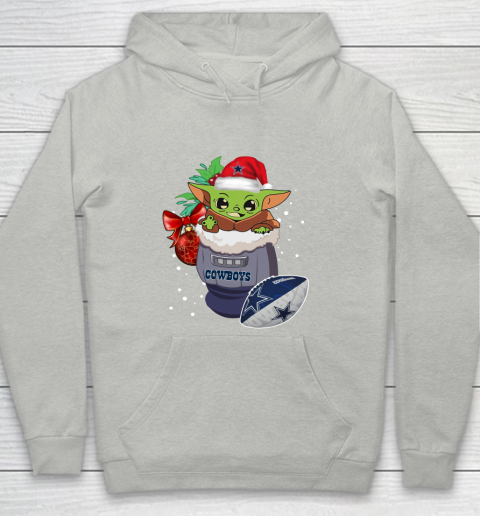 Dallas Cowboys Christmas Baby Yoda Star Wars Funny Happy NFL Youth Hoodie 2